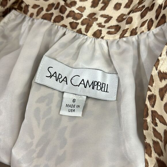 Sara Campbell Animal Print Sleeveless Satin Tie Neck Tunic Top Size 6 - Picture 6 of 8